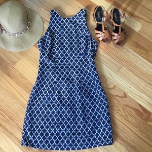 BB DAKOTA blue and white printed mini dress